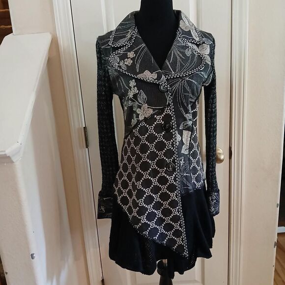The Pyramid Collection Sweaters - Y2K Style The Pyramid Collection Patchwork Fairy Grunge Cardigan XS Fairy Grunge